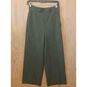 Marella Olive Green Wide Leg Trousers High Waist Cropped Pants Size 2